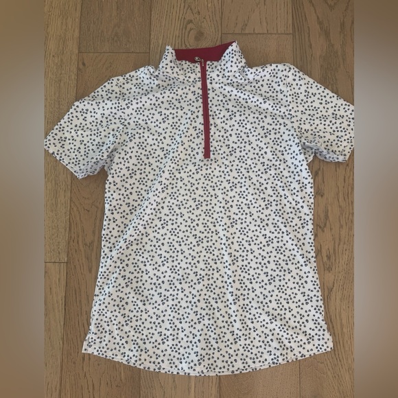 San Soleil Womens Short Sleeve Polo Top Small White blue red - Picture 1 of 5